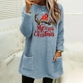 thumbnail image 1 of VgaVtl Merry Sweatshirts for Women Fleece Casual Sweatshirts for Women Christmas Graphic Long Sleeve Pockets Sweatshirt,Blue XL, 1 of 4