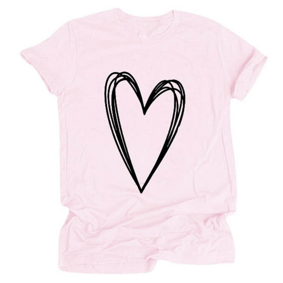 VgaVtl Pink T Shirts for Girls Crew Neck Short Sleeve T-Shirt Loose Casual Print Tops
