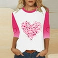 thumbnail image 1 of VgaVtl Pink Womens Tshirts Valentines 3/4 Sleeve Womens Tops Regular for Girlfriend Casual Love Print Basic Tops, 1 of 4