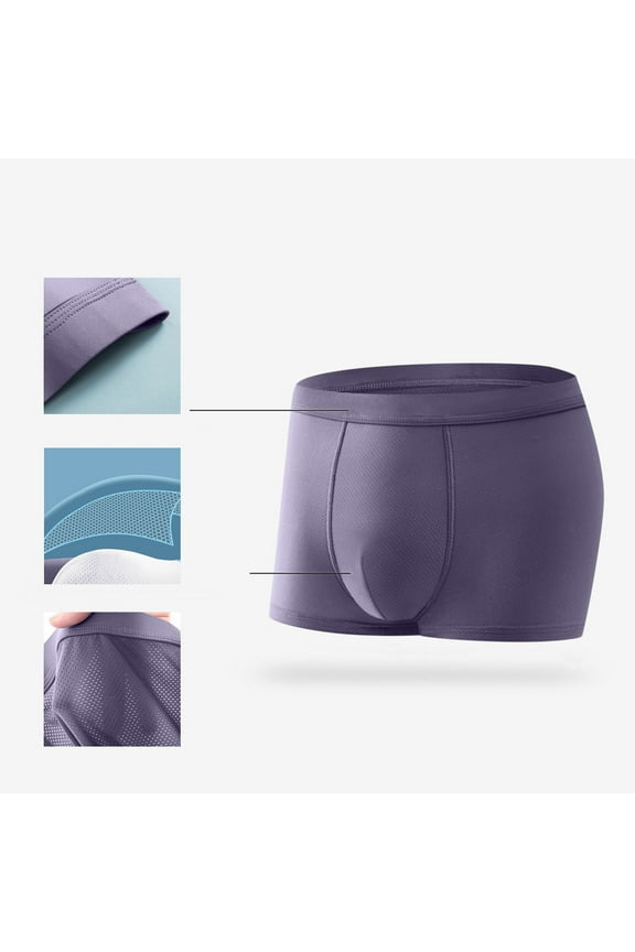 Plus Size Mens Boxers Big Ice Silk Underwear for Men Boxer Briefs Plain Soft Breathable Underpants,Blue 3XL