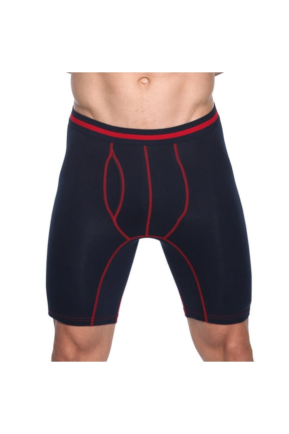 Plus Size Mens Boxers Cotton Panties for Men Solid Boxer Briefs Athletic Layering Long Underpants,Blue 3XL