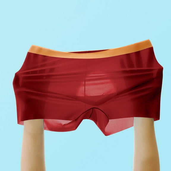 VgaVtl Plus Size Mens Boxers Ice Silk Men Underwear Fitness Breathable Boxer Briefs Solid Color Underpants,Red XL