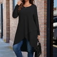 thumbnail image 1 of VgaVtl Plus Size Shirts for Women Tunic Fall Winter Long Sleeve Women Tops Black Plain Relaxed Fit High Low Casual Shirts,5XL, 1 of 7