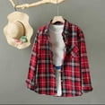 thumbnail image 1 of VgaVtl Plus Size Womens Shirts Long Sleeve Collared Cotton Womens Top Plaid Flannel Red Button Down Leisure Loose Shirts,L, 1 of 4