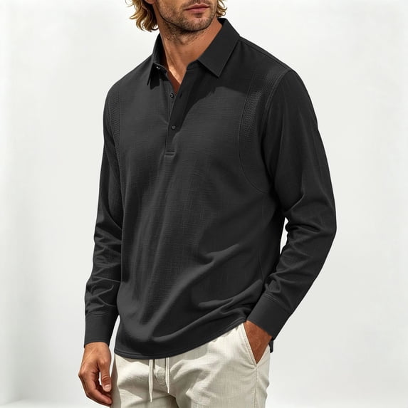 Coloufull Button VgaVtl Polo Mens Shirts Lightweight Fall Winter Long Sleeve Button ...