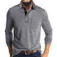 thumbnail image 1 of VgaVtl Polo Shirts for Men Under $5 Cotton Gray Long Sleeve Casual Mens Tops Slim Pocket Button Solid Color Tops, 1 of 5