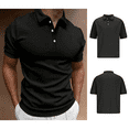 thumbnail image 1 of VgaVtl Short Sleeve Shirts for Men Polo Lapel Mens Clothes Regular Casual Pull-On Solid Color Shirts,Black M, 1 of 7