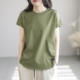 thumbnail image 1 of VgaVtl Short Sleeve T Shirts for Women Trendy Summer Plus Size Shirts for Women Basic Solid Color Relaxed Fit Leisure Tops,Green L, 1 of 5