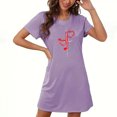thumbnail image 1 of VgaVtl Sleep Shirts for Women Plus Short Sleeve Purple Women's Nightgowns Plus Graphic Holiday Love Print Nightgowns, 1 of 3
