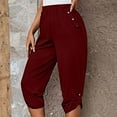 thumbnail image 1 of VgaVtl Slim-Leg Capris for Women Cropped Red High Waist Womens Plus Size Pants Slim Pocket Casual Solid Pants XL, 1 of 9