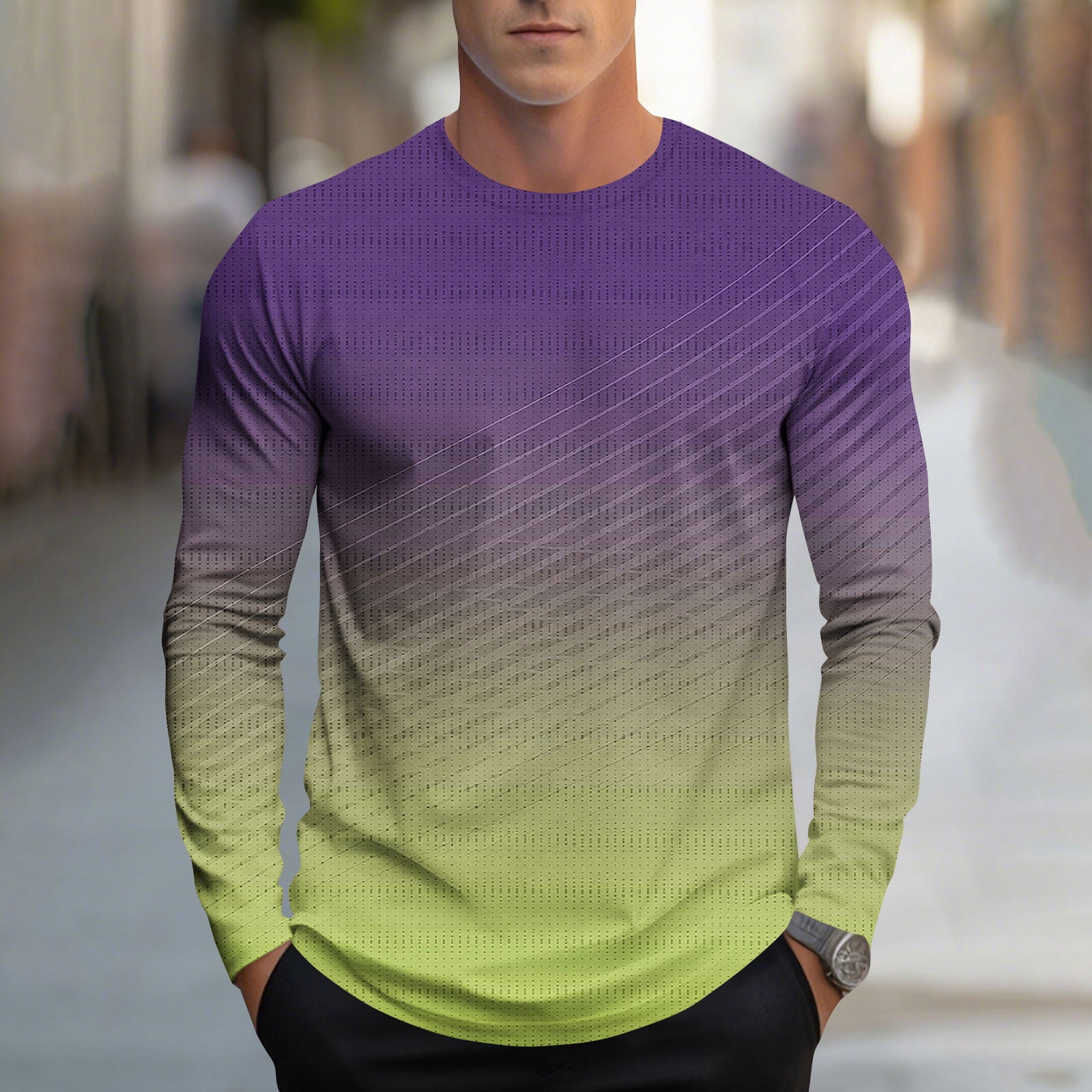 VgaVtl Sports Long Shirts for Men Crew Neck Fall Winter Workout T Shirt ...