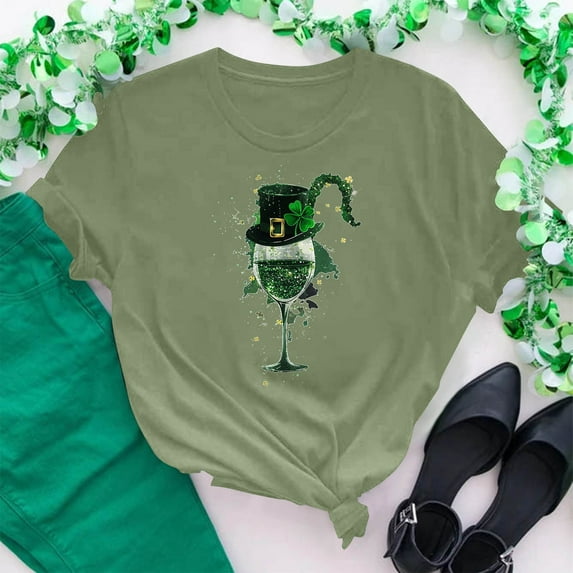 VgaVtl St. Paddy's Day T Shirts for Women Cotton Short Sleeve Tops for Women Trendy Daily Regular Comfy Graphic Tops,Green XL