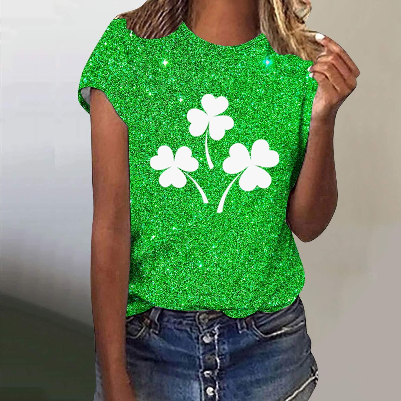 Green St Patrick Shamrock Printed Long Sleeve Mesh Bodysuit