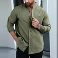 thumbnail image 1 of VgaVtl Standing Collar Mens Shirts Big and Tall Long Sleeve Cotton Clothes for Men Pocket Loose Green Leisure Button Shirts,M, 1 of 6