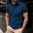thumbnail image 1 of VgaVtl Summer Men's Polo Muscle Short Sleeve Collared Shirts for Men Plain Blue Casual Zip-Up Loose Athletic Shirts, 1 of 8