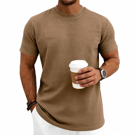 VgaVtl Summer Men's Tee Shirts Basic Short Sleeve Plain Loose Leisure Retro Crew Neck Everyday Tops for Men
