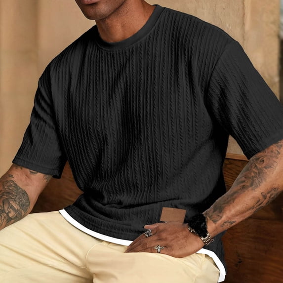 VgaVtl Summer Men's Tee Shirts Short Sleeve Knit Plain Soft Casual Loose Clothes for Men Shirts Everyday