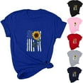 thumbnail image 1 of VgaVtl Summer Tops for Women Under $10 Blue Short Sleeve Crew Neck T-Shirt Print Loose Casual Tops, 1 of 4