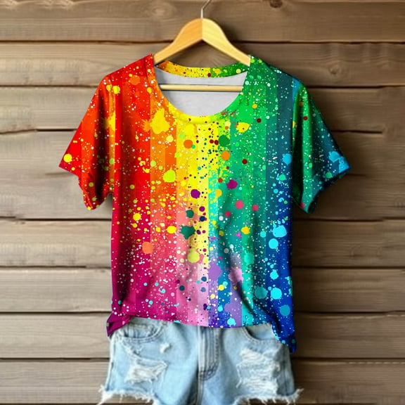 VgaVtl Summer Women T Shirt Short Sleeve Plus Size Womens Tops Casual Beach Lovely Relaxed Fit Athletic Graphic Tops,L