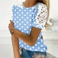 thumbnail image 1 of VgaVtl Summer Womens Plus Tees Short Sleeve Womens Tops Elegant Polka Dots Holiday Ruffles Loose Casual Shirts,Blue S, 1 of 7