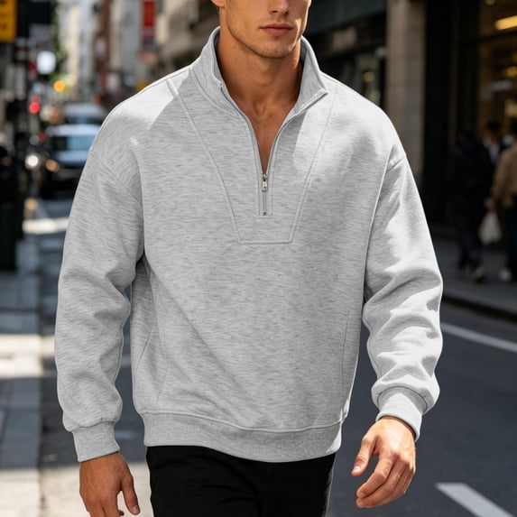 VgaVtl Sweatshirts for Men Half Zipper Long Sleeve Fall Winter Clothes for Men Pullover Regular Golf Casual Mock Neck Solid