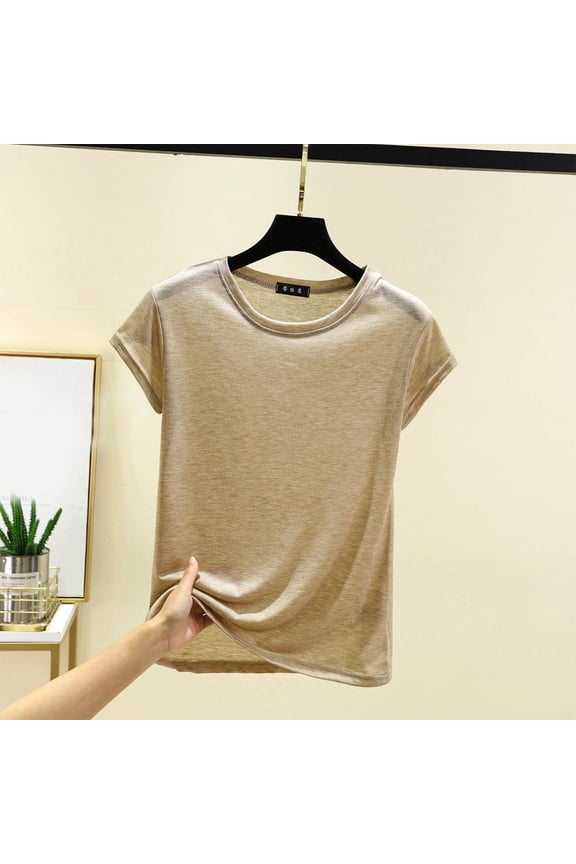 T Shirts Women Cotton Short Sleeve Ladies Shirts Vacation Basic Thin Single Casual Relaxed Fit Tops,Yellow 3XL