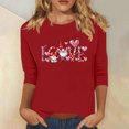 thumbnail image 1 of VgaVtl T Shirts Women Valentines 3/4 Sleeve Red Womens Tops Leisure Graphic for Gifts Loose Holiday Tops, 1 of 4