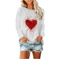 thumbnail image 1 of VgaVtl T Shirts Women Valentines Long Sleeve Women's Plus Size Tops White Leisure Heart Print Pullover Loose Holiday Tops, 1 of 4