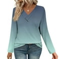thumbnail image 1 of VgaVtl T Shirts for Women Plus Size Long Sleeve V-Neck Tops for Women Loose Green Gradient Color Workout Button Casual Shirts,M, 1 of 7