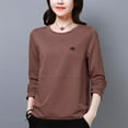 thumbnail image 1 of VgaVtl Tee Shirts for Women Plus Size Fall Winter Long Sleeve Tops for Women Solid Color Loose Layering Workout Brown Shirts,L, 1 of 3