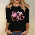 thumbnail image 1 of VgaVtl Tee Shirts for Women Valentines Day 3/4 Sleeve Women Plus Size Tops Festivals Loose Love Print Casual Layering Tops, 1 of 4