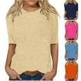 thumbnail image 1 of VgaVtl Tops Women Elbow-Length Yellow Summer Blouses for Women Casual Button Solid Loose Tops, 1 of 6