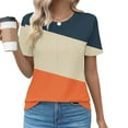 thumbnail image 1 of VgaVtl Tshirts Shirts for Women Tunic Short Sleeve Women Tops Color Block Camping Leisure Relaxed Fit Elegant Shirts,Orange 3XL, 1 of 5