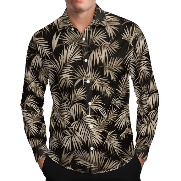 VgaVtl Turn Down Collar Long Sleeve Men Shirt Hawaiian Mens Tops Loose Casual Graphic Holiday Button up Shirts,S