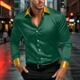 thumbnail image 1 of VgaVtl Turn Down Collar Long Sleeve Shirts for Men Muscle Mens Clothes Lapel Green Plain Party Loose Leisure Shirts,XL, 1 of 8