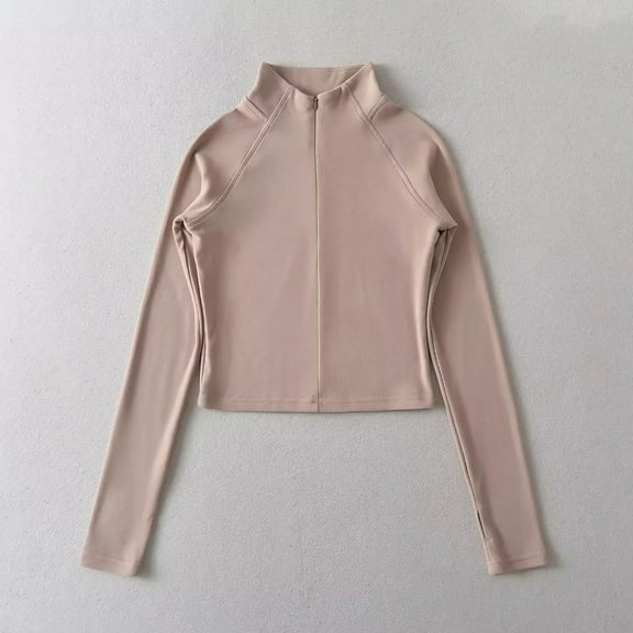 VgaVtl Turtleneck Plus Size Shirts for Women Fleece Long Sleeve Ladies Tops Slim Warm Yellow Plain Casual Shirts,L