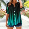 thumbnail image 1 of VgaVtl V-Neck Plus Size Womens Shirts Short Sleeve Womens Blouses Camping Button up Relaxed Fit Dressy Gradient Print Tops,Green L, 1 of 5