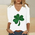 thumbnail image 1 of VgaVtl V-Neck St. Patricks Day Womens Shirts 3/4 Sleeve Womens Plus Size Tee Shirts Saint Shirts Loose Shamrock Tops, 1 of 4