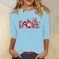 thumbnail image 1 of VgaVtl Valentines Day Tshirts Shirts for Women Graphic 3/4 Sleeve Women's Plus Size Tops Loose Leisure Holiday for Gifts Tops, 1 of 4