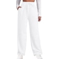 thumbnail image 1 of VgaVtl Wide Leg Trousers for Women Plus Size High Rise Palazzo Pants for Women Pocket Plain Sports Drawstring Pants,White XXL, 1 of 1