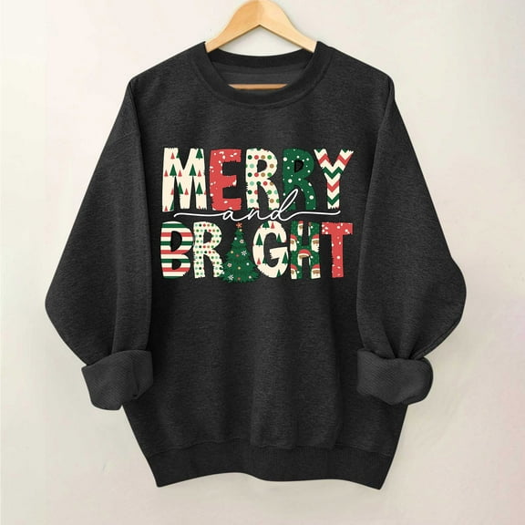 VgaVtl Women Christmas Sweatshirt Black Women's Sweatshirt Cute Long Sleeve Crew Neck Pullover Fashion Sweatshirt
