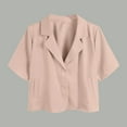 thumbnail image 1 of VgaVtl Women Shirts Collared Short Sleeve Plus Size Blouses for Women Dressy Button Regular Plain Cropped Casual Tops,Pink S, 1 of 3
