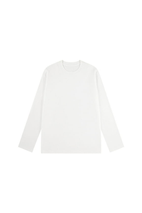 Women T Shirt Long Sleeve Fall Winter Ladies Tops Casual Loose White Basic Plain Pullover Shirts,M