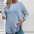 thumbnail image 1 of VgaVtl Women T Shirt Long Sleeve Fall Winter Tops for Women Plus Size Striped Pullover Blue Casual Workout Loose Shirts,XXL, 1 of 3