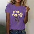 thumbnail image 1 of VgaVtl Women T Shirt Summer Short Sleeve Women's Tops Pull on Fashion Going Out Loose Casual Floral Tops,Purple XL, 1 of 4