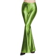 thumbnail image 1 of VgaVtl Women's Leggings High Waist Green Pants for Women Leather Bootcut Flare Legs Fashion Slim Solid Pants, 1 of 3