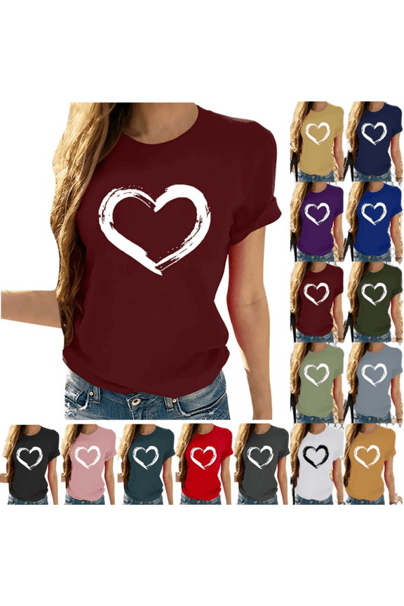 Women's Plus Size Shirts Crew Neck Print Short Sleeve T-Shirt Casual Loose Tops