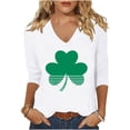 thumbnail image 1 of VgaVtl Women's St. Patrick's Day Shirts 3/4 Sleeve V-Neck Womens Top Saint Shirts Shamrock Party Leisure Loose Tops,White 3XL, 1 of 3
