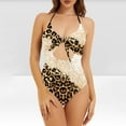 thumbnail image 1 of VgaVtl Womens Bathing Suit One Piece Halter Swimsuit Women Plus Size Backless Leopard Print Bikinis Clubwear Swimsuits,White XXL, 1 of 6
