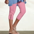 thumbnail image 1 of VgaVtl Womens Capris Pink High Waist Cropped Slim-Leg Plus Size Womens Pants Slim Lace Yoga Casual Solid Pants M, 1 of 6